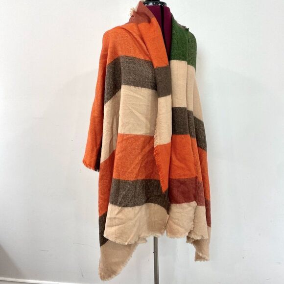 Jackson Rowe Accessories - Jackson Rowe striped scarf orange green wrap scarves 32"x 72" Blanket Scarf